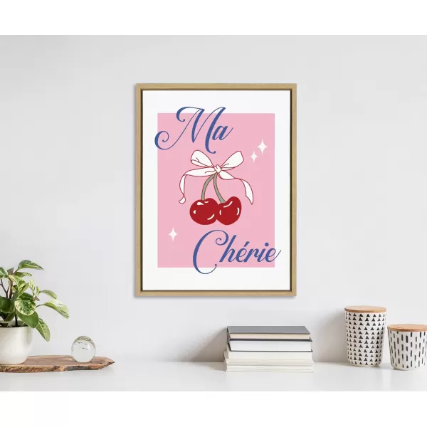 imageKate and Laurel Sylvie Ma Cherie Framed Canvas Wall Art by Alli Standefer 18x24 Natural Cute Colorful Cherry Art for Wall