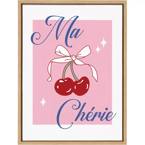 imageKate and Laurel Sylvie Ma Cherie Framed Canvas Wall Art by Alli Standefer 18x24 Natural Cute Colorful Cherry Art for Wall