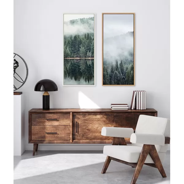 imageKate and Laurel Sylvie Misty Forest Framed Canvas Wall Art by Emiko and Mark Franzen of F2Images 18x40 Natural Smoky Forest Mountain Photograph Art for WallWhite