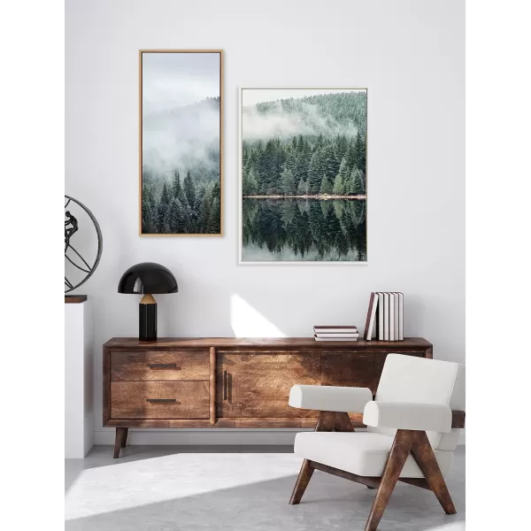 imageKate and Laurel Sylvie Misty Forest Framed Canvas Wall Art by Emiko and Mark Franzen of F2Images 18x40 Natural Smoky Forest Mountain Photograph Art for WallWhite