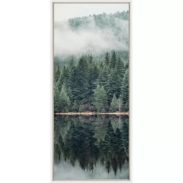 imageKate and Laurel Sylvie Misty Forest Framed Canvas Wall Art by Emiko and Mark Franzen of F2Images 18x40 Natural Smoky Forest Mountain Photograph Art for WallWhite