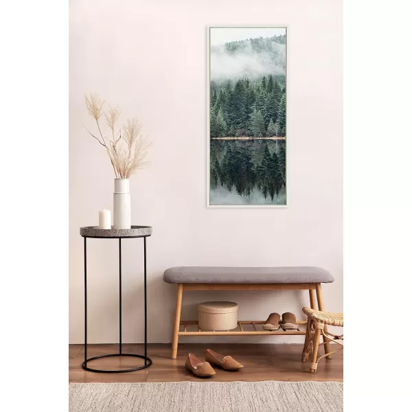 imageKate and Laurel Sylvie Misty Forest Framed Canvas Wall Art by Emiko and Mark Franzen of F2Images 18x40 Natural Smoky Forest Mountain Photograph Art for WallWhite