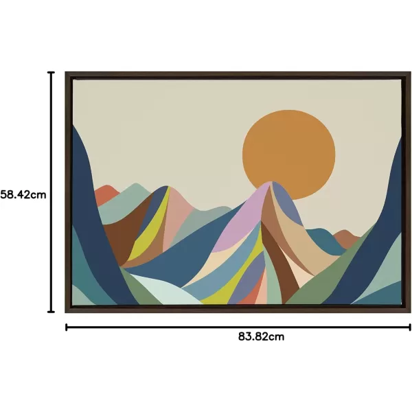 imageKate and Laurel Sylvie Mountains Crop Framed Canvas Wall Art by Rachel Lee of My Dream Wall 18x40 Brown Midcentury Modern Abstract LandscapeBrown