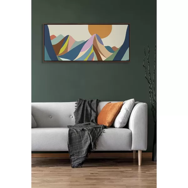 imageKate and Laurel Sylvie Mountains Crop Framed Canvas Wall Art by Rachel Lee of My Dream Wall 18x40 Brown Midcentury Modern Abstract LandscapeBrown