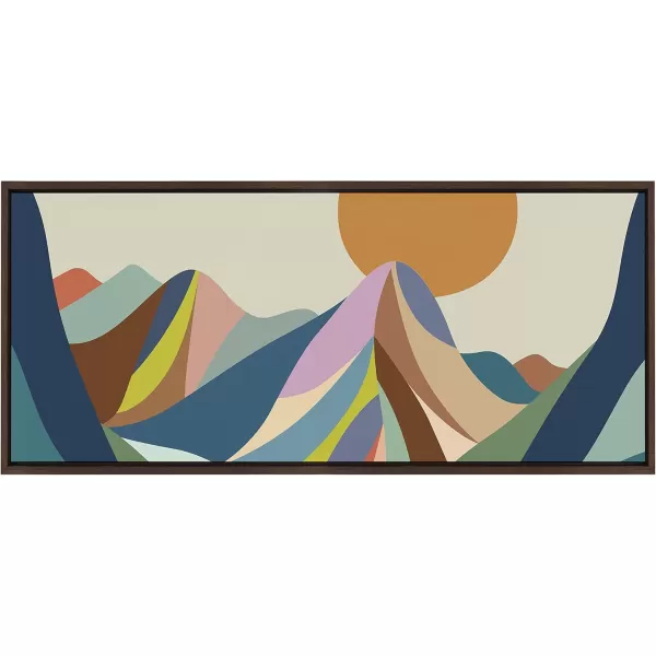 imageKate and Laurel Sylvie Mountains Crop Framed Canvas Wall Art by Rachel Lee of My Dream Wall 18x40 Brown Midcentury Modern Abstract LandscapeBrown