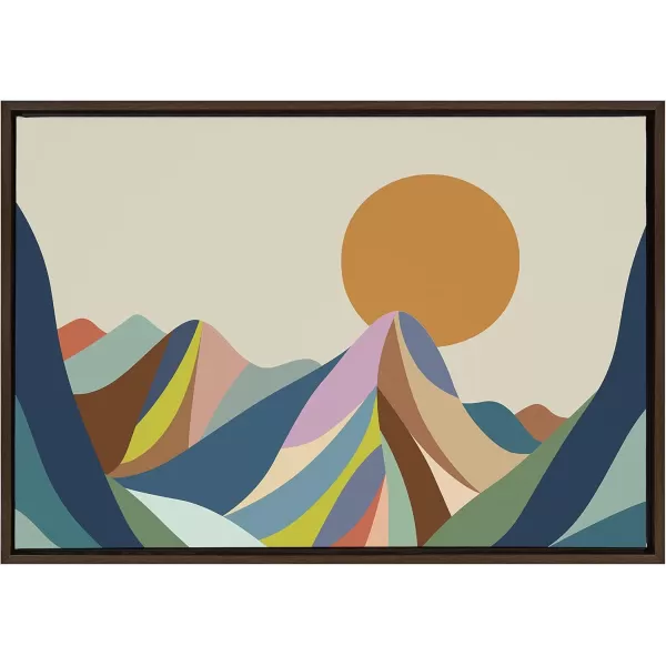 imageKate and Laurel Sylvie Mountains Crop Framed Canvas Wall Art by Rachel Lee of My Dream Wall 18x40 Brown Midcentury Modern Abstract LandscapeBrown