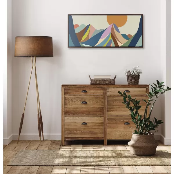 imageKate and Laurel Sylvie Mountains Crop Framed Canvas Wall Art by Rachel Lee of My Dream Wall 18x40 Brown Midcentury Modern Abstract LandscapeBrown