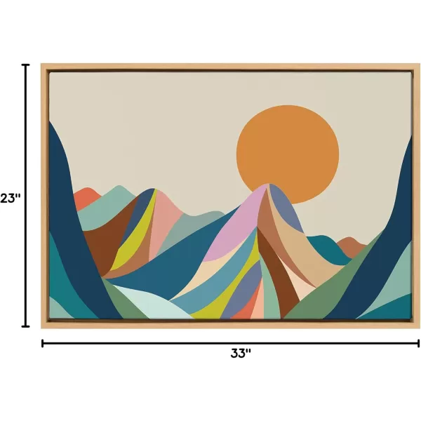 imageKate and Laurel Sylvie Mountains Crop Framed Canvas Wall Art by Rachel Lee of My Dream Wall 18x40 Brown Midcentury Modern Abstract LandscapeNatural