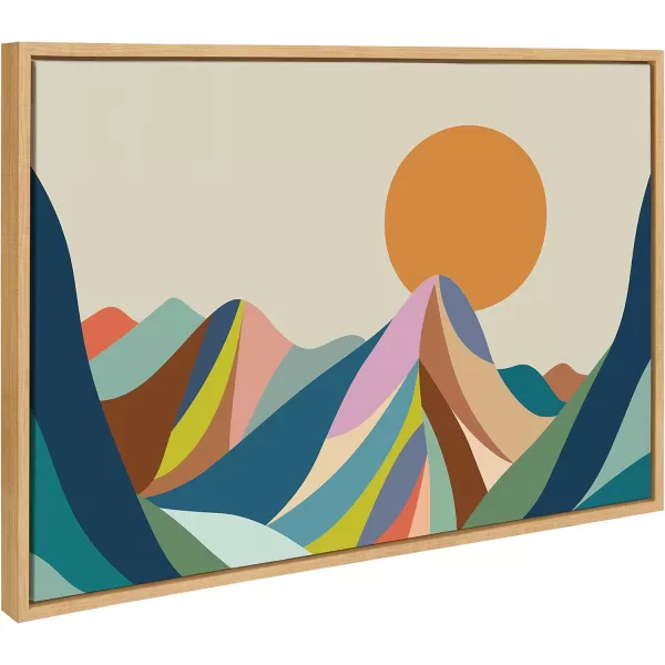 imageKate and Laurel Sylvie Mountains Crop Framed Canvas Wall Art by Rachel Lee of My Dream Wall 18x40 Brown Midcentury Modern Abstract LandscapeNatural
