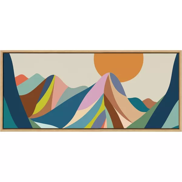 imageKate and Laurel Sylvie Mountains Crop Framed Canvas Wall Art by Rachel Lee of My Dream Wall 18x40 Brown Midcentury Modern Abstract LandscapeNatural