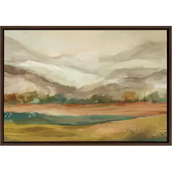 imageKate and Laurel Sylvie Mountainscape Framed Canvas Wall Art by Annie Quigley 23x33 Brown Watercolor Mountain Art for WallBrown
