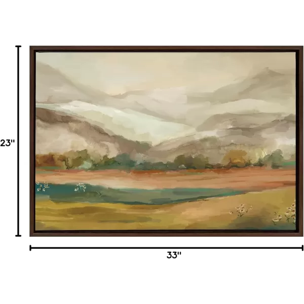 imageKate and Laurel Sylvie Mountainscape Framed Canvas Wall Art by Annie Quigley 23x33 Brown Watercolor Mountain Art for WallBrown