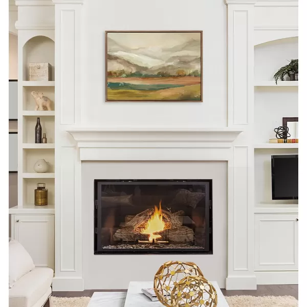 imageKate and Laurel Sylvie Mountainscape Framed Canvas Wall Art by Annie Quigley 23x33 Brown Watercolor Mountain Art for WallGold