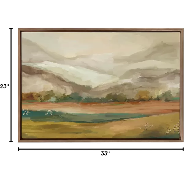 imageKate and Laurel Sylvie Mountainscape Framed Canvas Wall Art by Annie Quigley 23x33 Brown Watercolor Mountain Art for WallGold