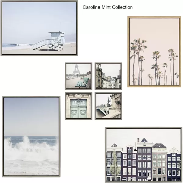 imageKate and Laurel Sylvie Pale Blue Tower Framed Canvas Wall Art by Caroline Mint 23x33 White Chic Coastal Wall DecorGrey