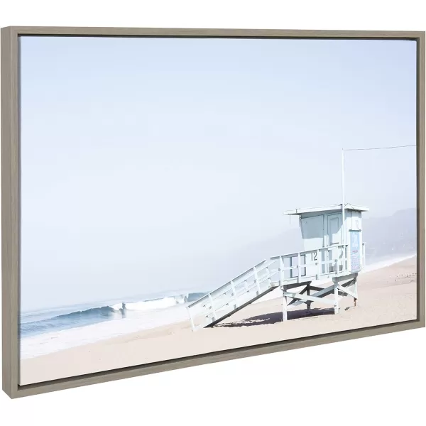 imageKate and Laurel Sylvie Pale Blue Tower Framed Canvas Wall Art by Caroline Mint 23x33 White Chic Coastal Wall DecorGrey