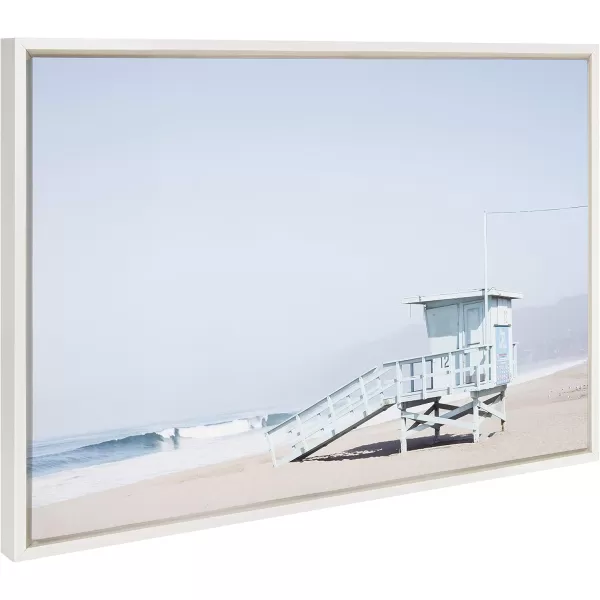 imageKate and Laurel Sylvie Pale Blue Tower Framed Canvas Wall Art by Caroline Mint 23x33 White Chic Coastal Wall DecorWhite