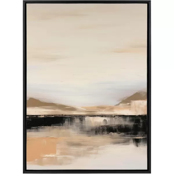imageKate and Laurel Sylvie Peaceful Landscape II Framed Canvas Wall Art by Amy Lighthall 18x40 Black Modern Abstract Landscape Art for WallBlack