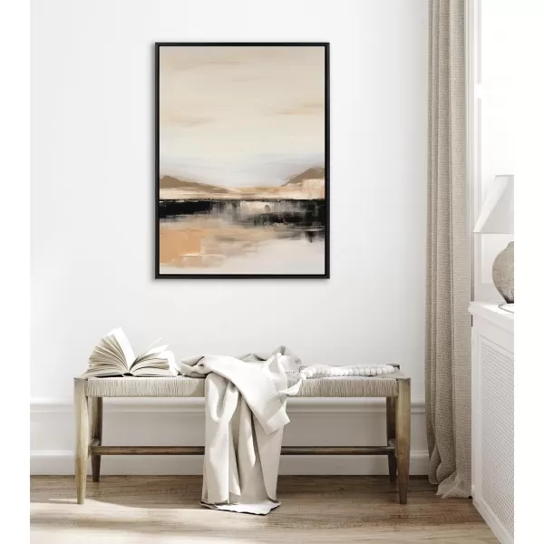 imageKate and Laurel Sylvie Peaceful Landscape II Framed Canvas Wall Art by Amy Lighthall 18x40 Black Modern Abstract Landscape Art for WallBlack