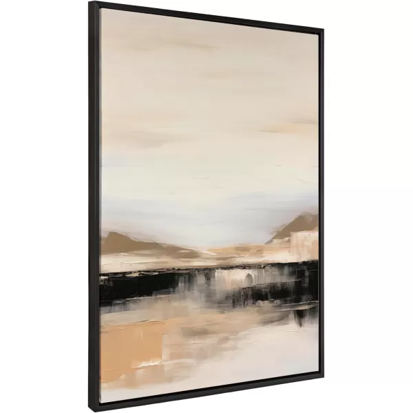 imageKate and Laurel Sylvie Peaceful Landscape II Framed Canvas Wall Art by Amy Lighthall 18x40 Black Modern Abstract Landscape Art for WallBlack