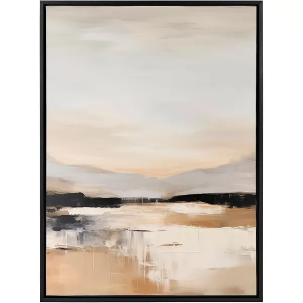 imageKate and Laurel Sylvie Peaceful Landscape III Framed Canvas Wall Art by Amy Lighthall 18x40 Gold Modern Abstract Landscape Art for WallBlack