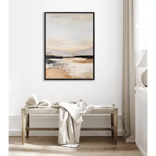 imageKate and Laurel Sylvie Peaceful Landscape III Framed Canvas Wall Art by Amy Lighthall 18x40 Gold Modern Abstract Landscape Art for WallBlack