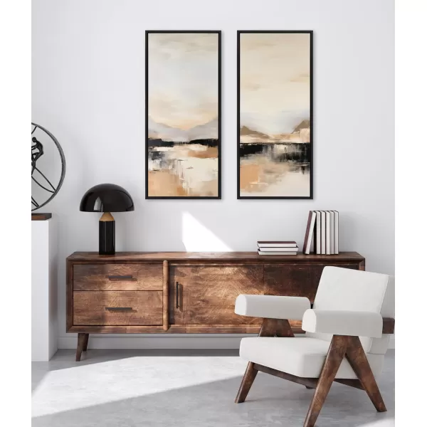 imageKate and Laurel Sylvie Peaceful Landscape III Framed Canvas Wall Art by Amy Lighthall 18x40 Gold Modern Abstract Landscape Art for WallBlack