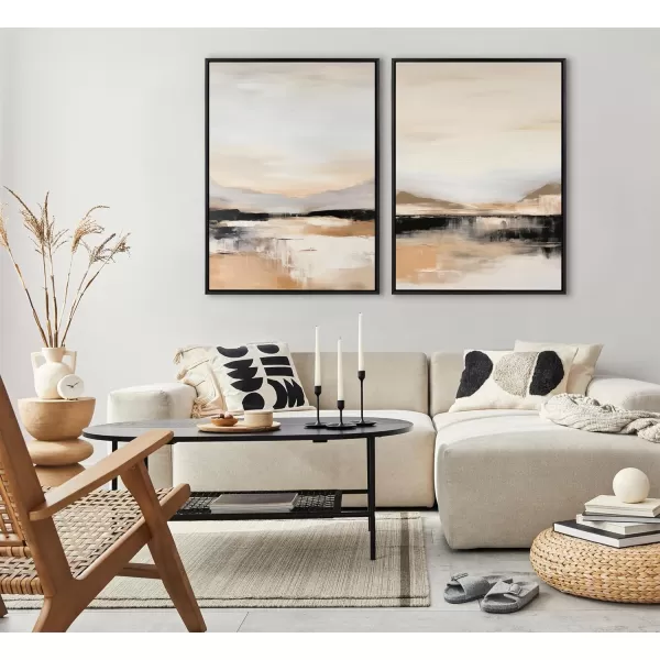imageKate and Laurel Sylvie Peaceful Landscape III Framed Canvas Wall Art by Amy Lighthall 18x40 Gold Modern Abstract Landscape Art for WallBlack