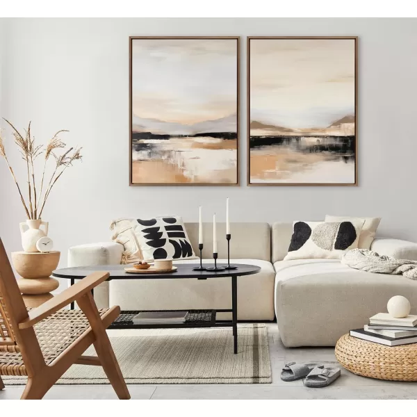 imageKate and Laurel Sylvie Peaceful Landscape III Framed Canvas Wall Art by Amy Lighthall 18x40 Gold Modern Abstract Landscape Art for WallGold