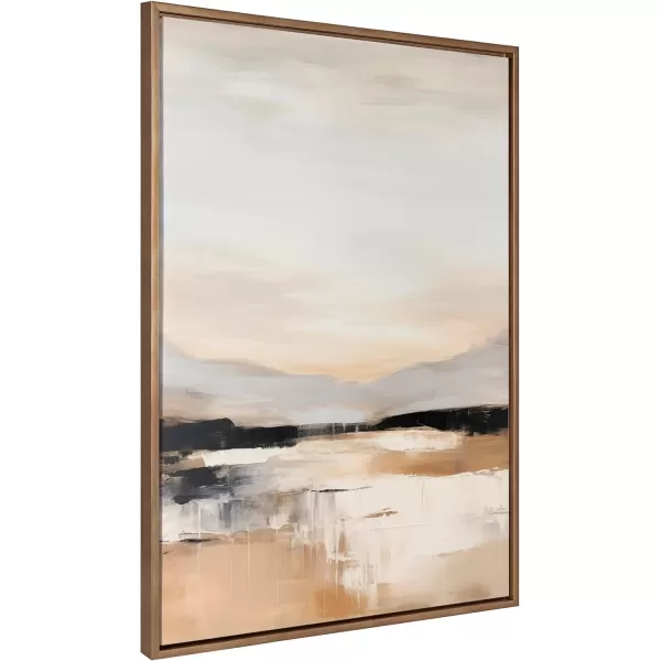 imageKate and Laurel Sylvie Peaceful Landscape III Framed Canvas Wall Art by Amy Lighthall 18x40 Gold Modern Abstract Landscape Art for WallGold