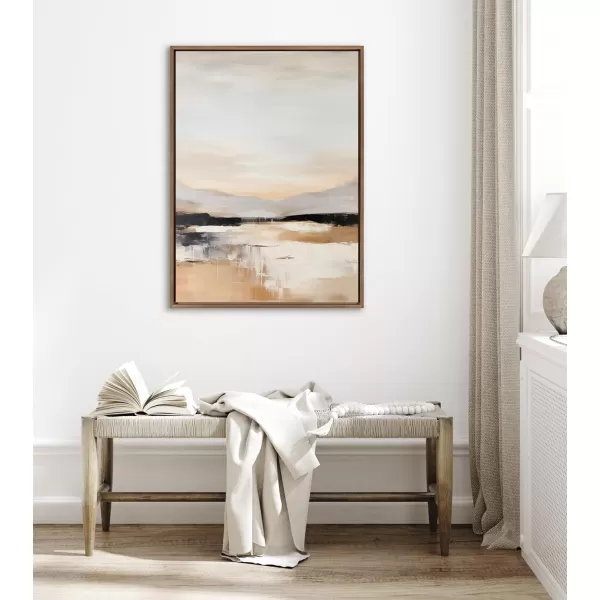 imageKate and Laurel Sylvie Peaceful Landscape III Framed Canvas Wall Art by Amy Lighthall 18x40 Gold Modern Abstract Landscape Art for WallGold