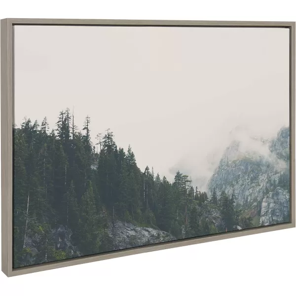 imageKate and Laurel Sylvie Power of Imagination Framed Canvas Wall Art by Laura Evans 23x33 Gray Beautiful Mountain Wall Decor