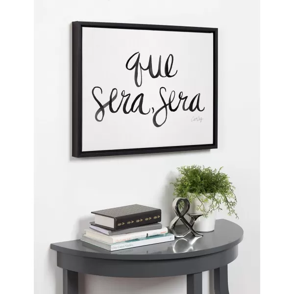 imageKate and Laurel Sylvie Que Sera Sera Quote Scripted Word Framed Canvas Wall Art by Cat Coquillette 18x24 Black