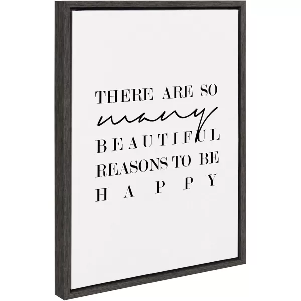 imageKate and Laurel Sylvie So Many Reasons To Be Happy Framed Canvas Wall Art by Maggie Price of Hunt and Gather Goods 18x24 Gray Motivational Art for Wall