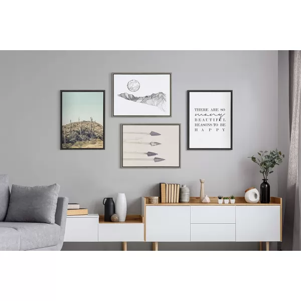 imageKate and Laurel Sylvie So Many Reasons To Be Happy Framed Canvas Wall Art by Maggie Price of Hunt and Gather Goods 18x24 Gray Motivational Art for Wall