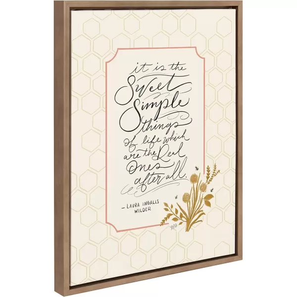 imageKate and Laurel Sylvie Sweet Simple Things Framed Canvas Wall Art by Valerie McKeehan of Lily and Val 18x24 Gold Inspirational Quote Art for Wall