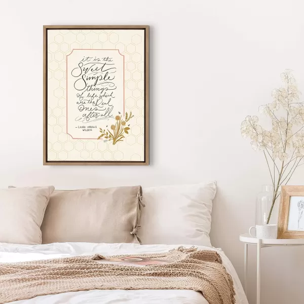 imageKate and Laurel Sylvie Sweet Simple Things Framed Canvas Wall Art by Valerie McKeehan of Lily and Val 18x24 Gold Inspirational Quote Art for Wall