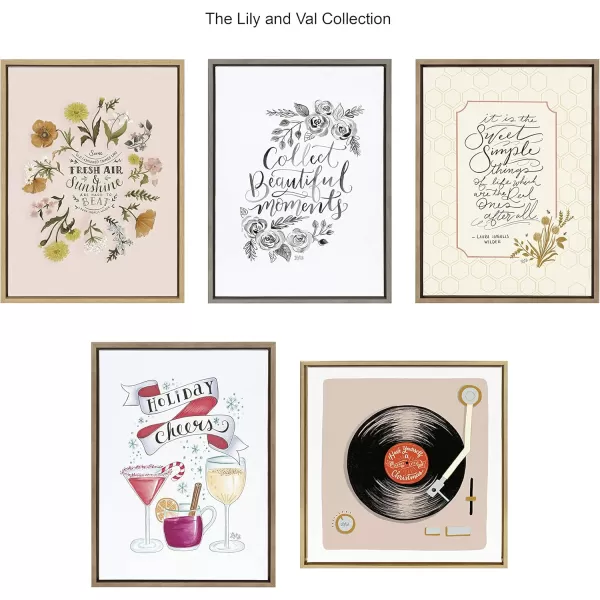 imageKate and Laurel Sylvie Sweet Simple Things Framed Canvas Wall Art by Valerie McKeehan of Lily and Val 18x24 Gold Inspirational Quote Art for Wall