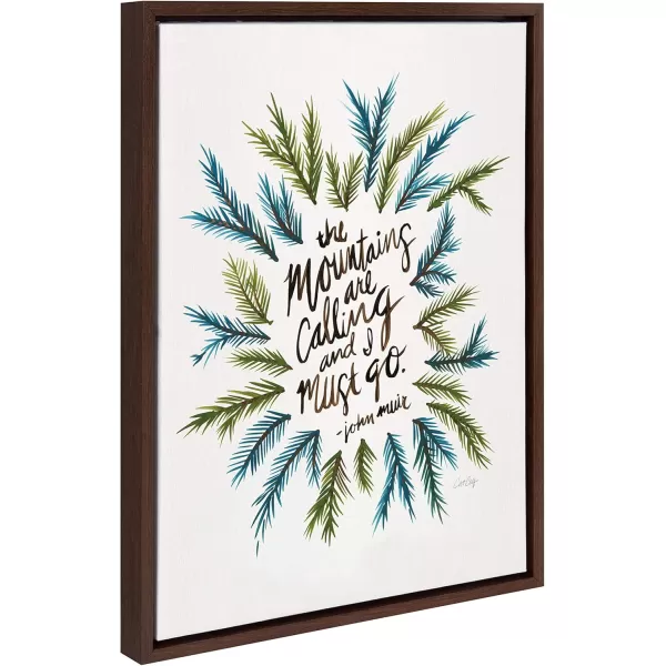 imageKate and Laurel Sylvie The Mountains are Calling Framed Canvas Wall Art by Cat Coquillette 18x24 Brown Chic Wilderness Art for Wall