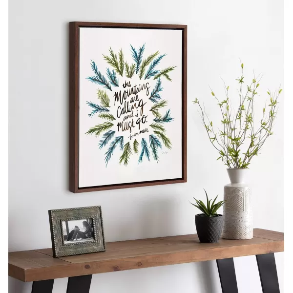 imageKate and Laurel Sylvie The Mountains are Calling Framed Canvas Wall Art by Cat Coquillette 18x24 Brown Chic Wilderness Art for Wall