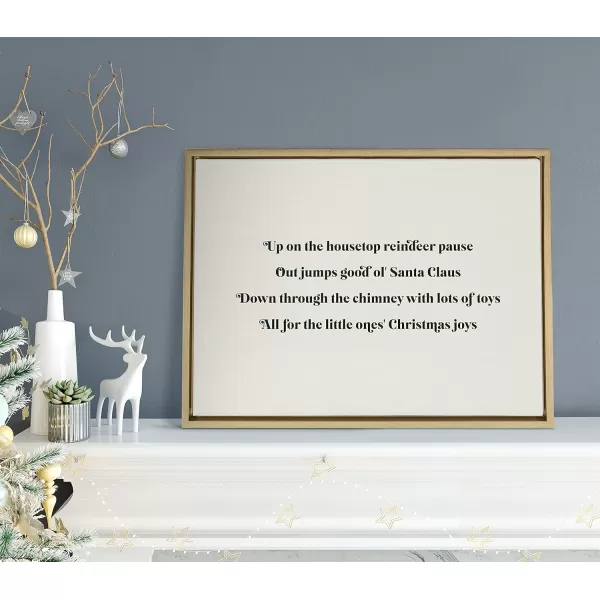 imageKate and Laurel Sylvie Up On The Housetop Reindeer Pause Framed Canvas Wall Art by The Creative Bunch Studio 18x24 Gold Decorative Holiday Art for Wall