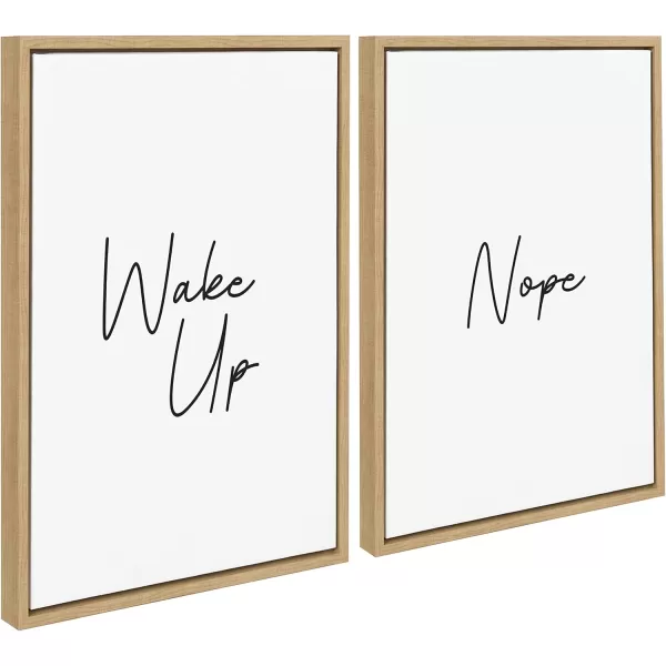 imageKate and Laurel Sylvie Wake Up and Nope Framed Canvas Wall Art Set by The Creative Bunch Studio 2 Piece 18x24 Natural Decorative Humor Art for WallNatural