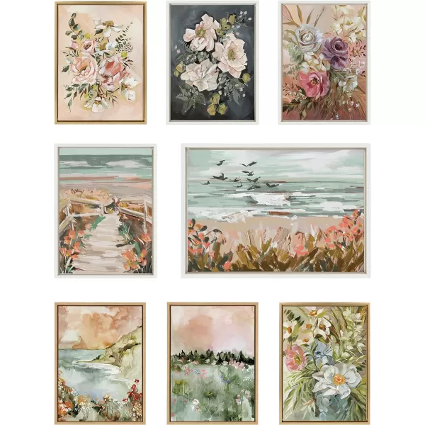 imageKate and Laurel Sylvie Winter Landscape 6 Framed Canvas Wall Art by Annie Quigley 18x40 Gray Nature Holiday Snow Art for WallGold