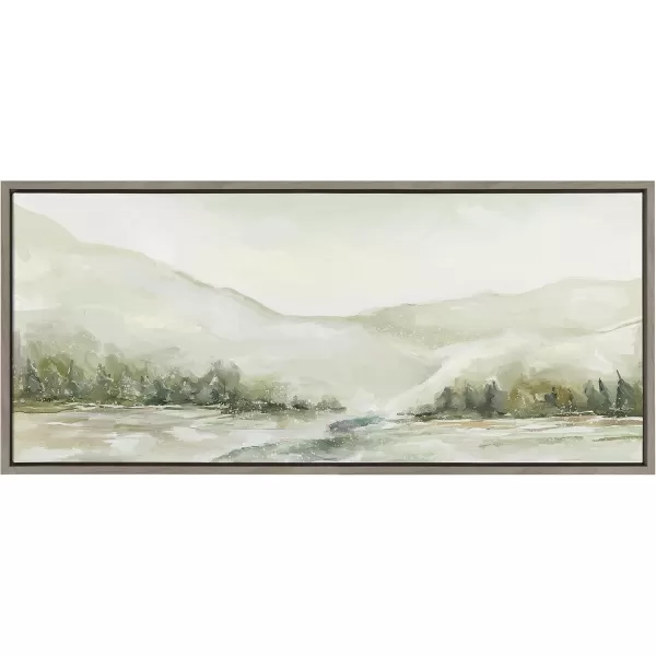 imageKate and Laurel Sylvie Winter Landscape 6 Framed Canvas Wall Art by Annie Quigley 18x40 Gray Nature Holiday Snow Art for WallGray