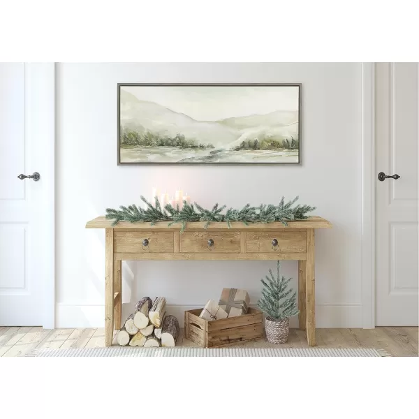 imageKate and Laurel Sylvie Winter Landscape 6 Framed Canvas Wall Art by Annie Quigley 18x40 Gray Nature Holiday Snow Art for WallGray