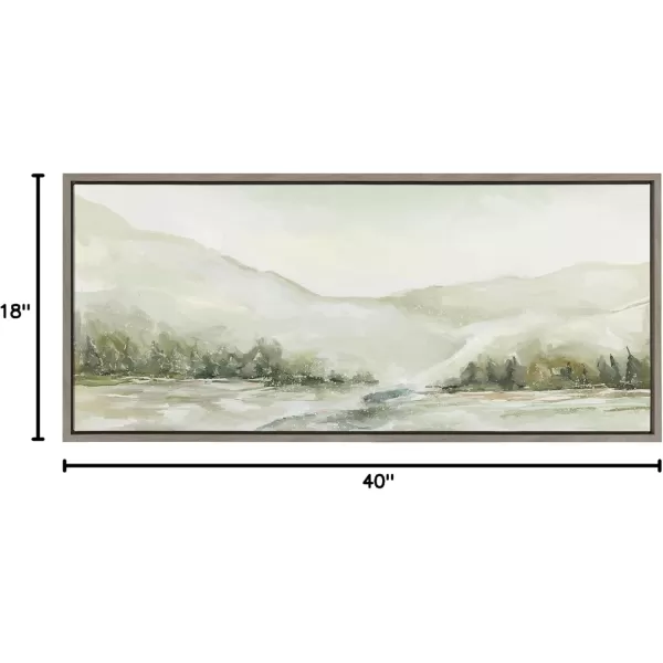 imageKate and Laurel Sylvie Winter Landscape 6 Framed Canvas Wall Art by Annie Quigley 18x40 Gray Nature Holiday Snow Art for WallGray