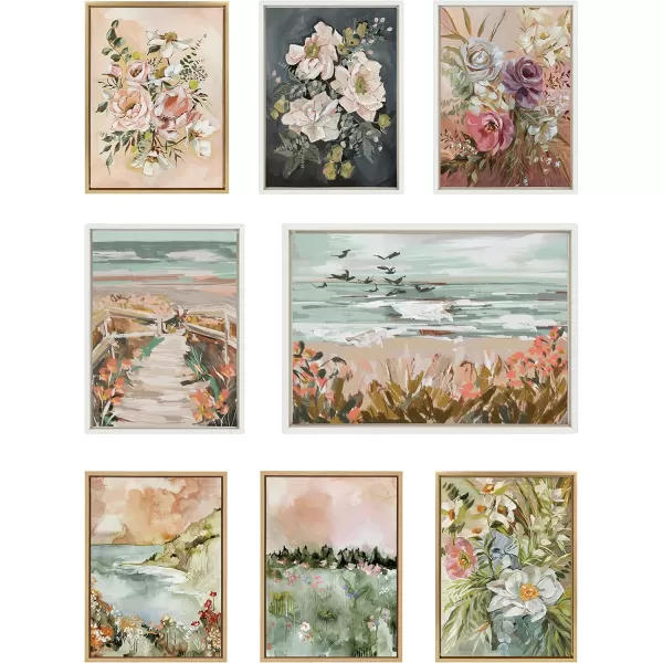 imageKate and Laurel Sylvie Winter Landscape 6 Framed Canvas Wall Art by Annie Quigley 18x40 Gray Nature Holiday Snow Art for WallGray