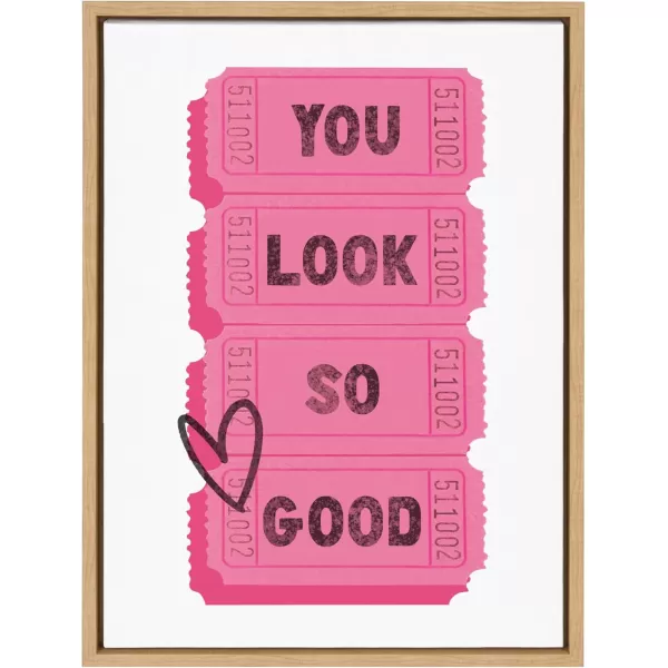 imageKate and Laurel Sylvie You Look So Good Pink Tickets Framed Canvas Wall Art by Alli Standefer 18x24 Bright Gold Admission Ticket Art for WallNatural