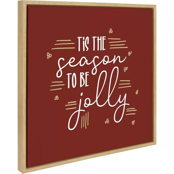 imageKate and Laurel x Border Bloom Tis The Season Framed Canvas Wall Art 22x22 Natural Decorative Red and Gold Holiday Art for Wall