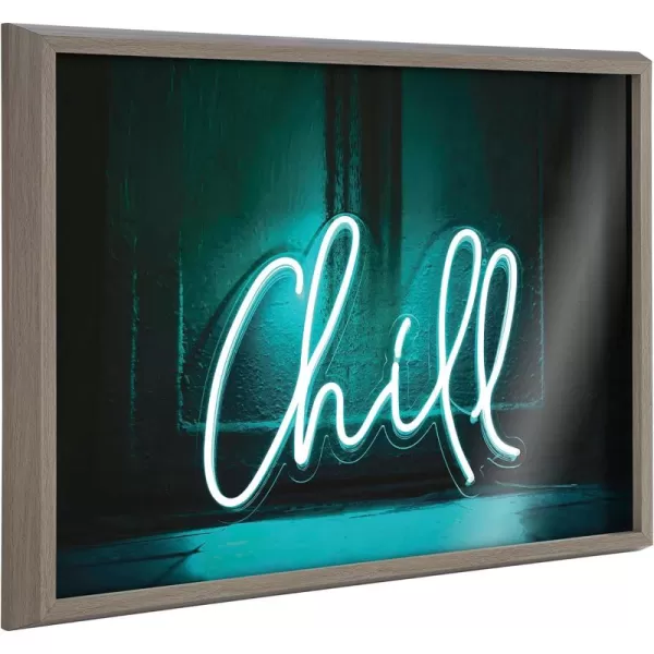 imageKate and Laurel Blake Chill Neon Sign Framed Printed Glass Wall Art by The Creative Bunch Studio 18x24 Gray Retro Modern Chill Vibes Wall Dcor